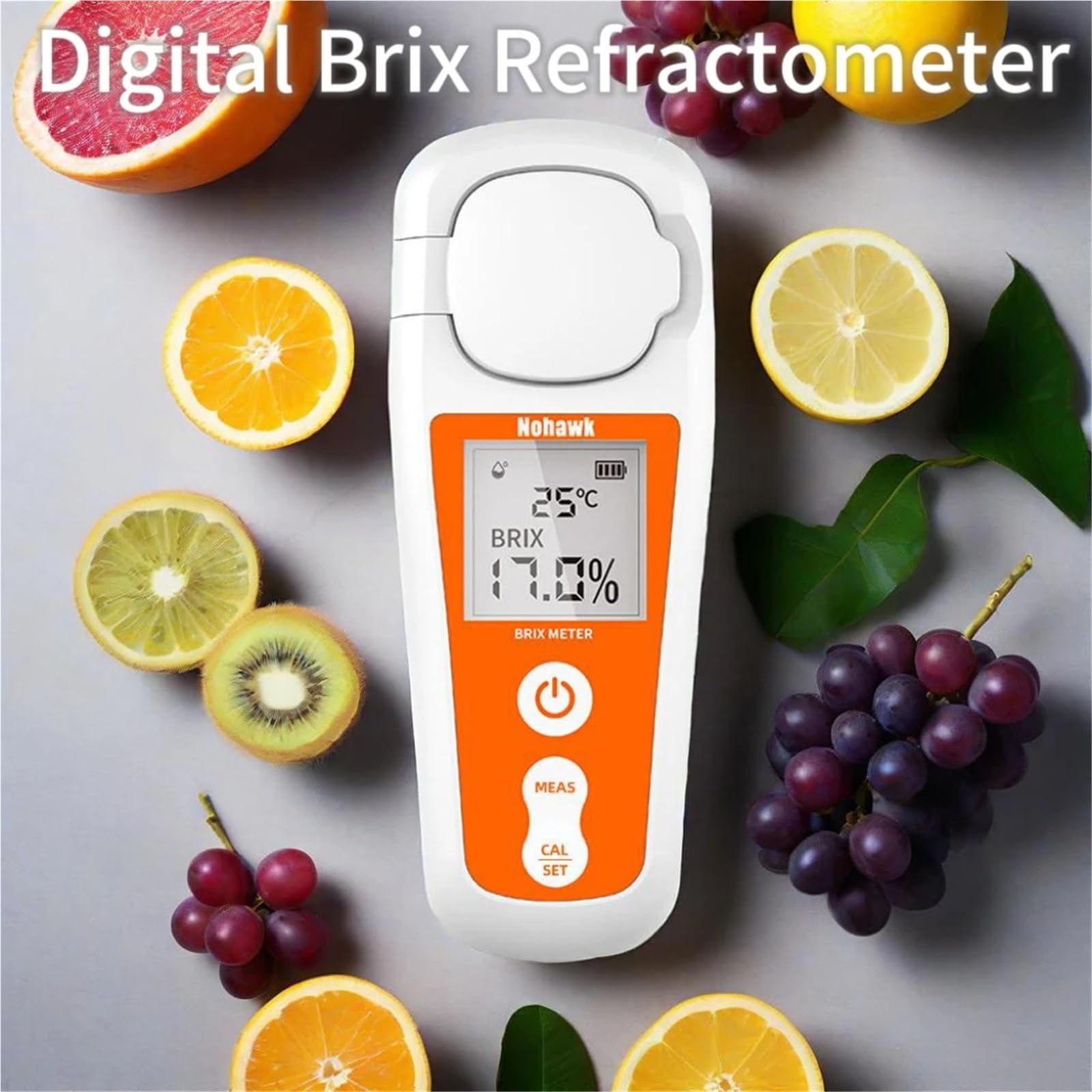 Medidor Digital Brix (Rango 0-55%) Refractómetro for medir el Contenido de azúcar en Frutas, Verduras, jugos, Bebidas café