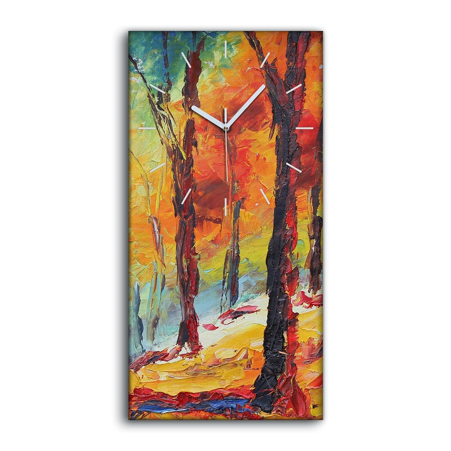 Horloge sur Toile Forêt Jaune 30x60cm de Coloray | Pendule Murale Silencieuse pour Salon