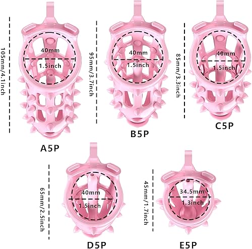 Miniatura 3 de Jaula de protección de jaula de entrenamiento fija masculina (curva) con picos de silicona rosa para seguridad (US-A134) (C5P)