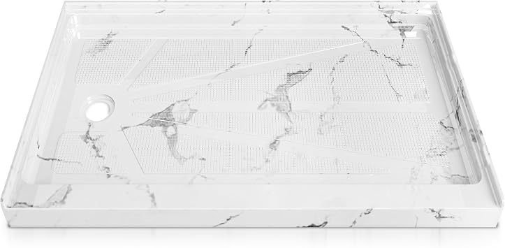 CKB Alcove Shower Base with Left Drain, 60 x 36 in, Carrara White