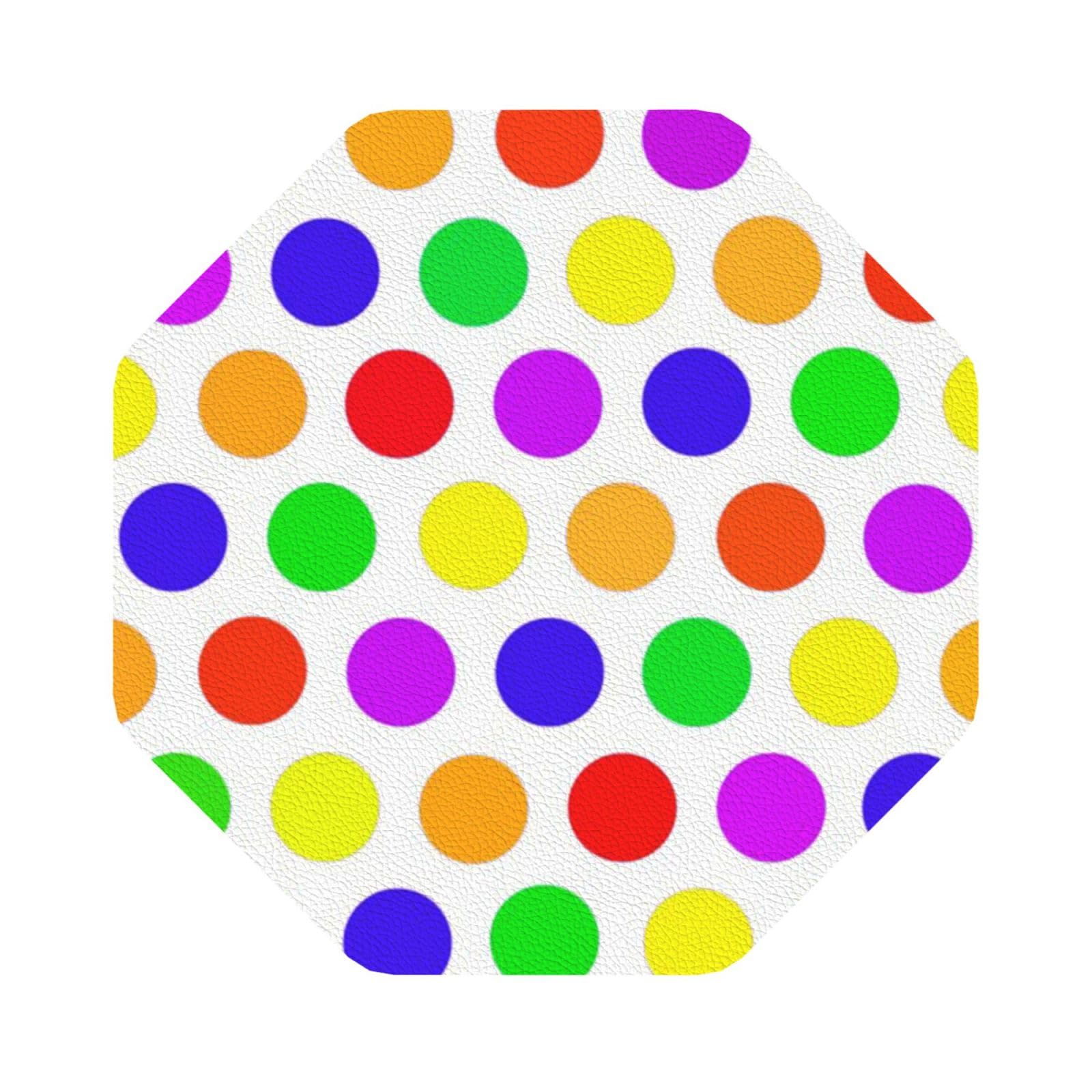 Beautiful Polka Dot PU Leather Coasters Set of 6 Octagon Drink Coasters