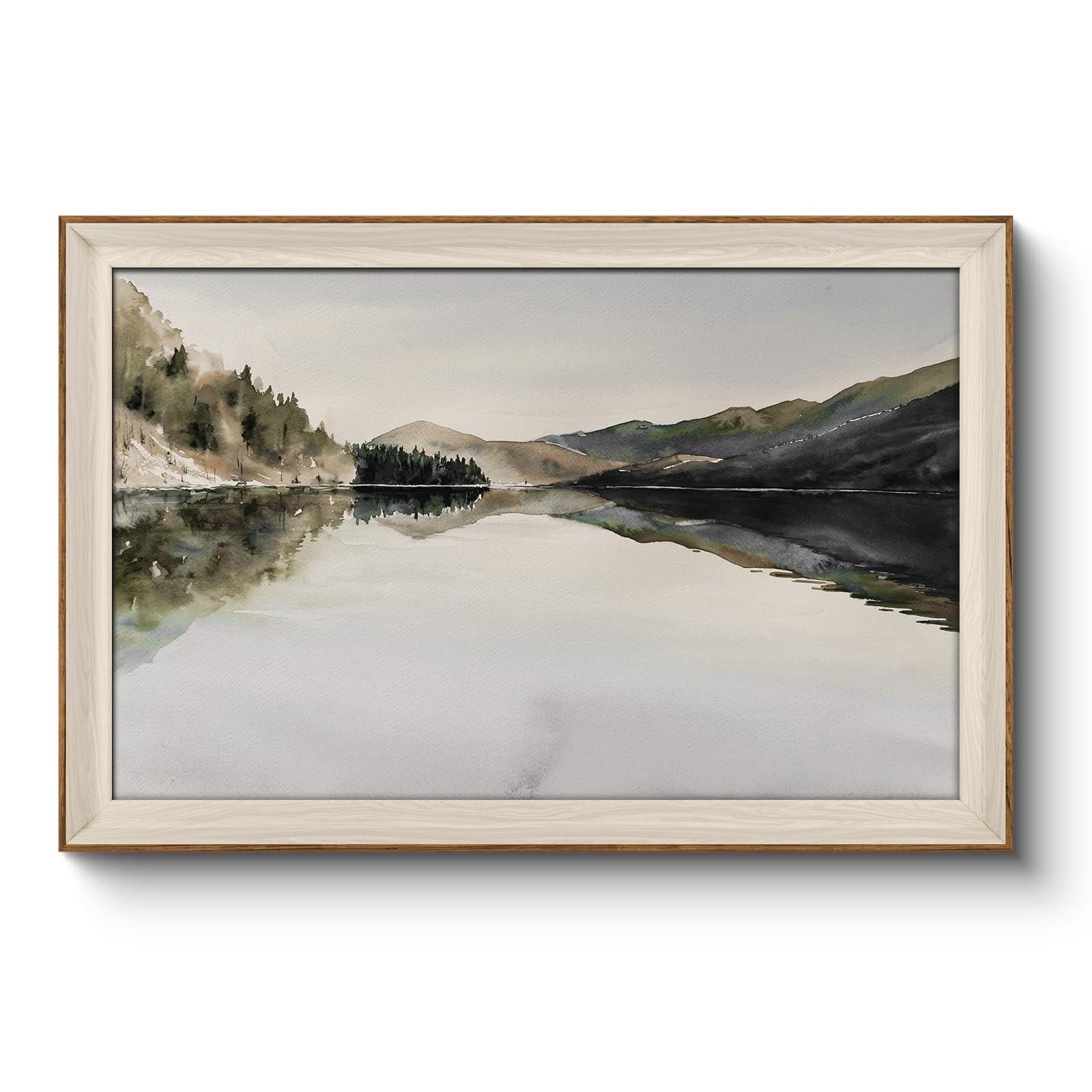 Photo 1 of ***NOT ATTACHED TO FRAME*** InSimSea Framed Canvas Wall Art Mountain Reflection Decor Vintage Nature Wilderness Art Decorative Rustic for Living Room, Bedroom, Office 24x36In