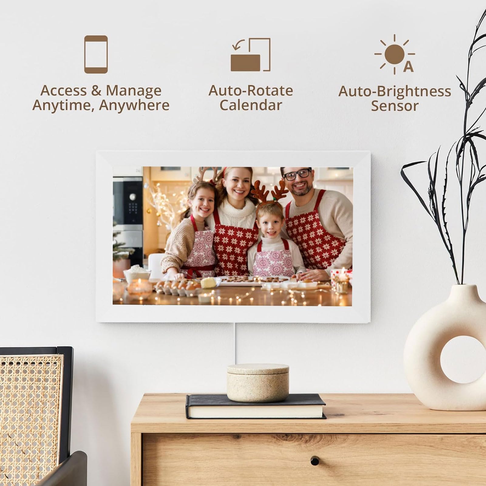 Calendrier numérique, tableau des tâches du calendrier électronique avec écran tactile interactif Smart IPS HD, planificateur WiFi et tableau des tâches pour maman, cadeau pour papa 10.1''