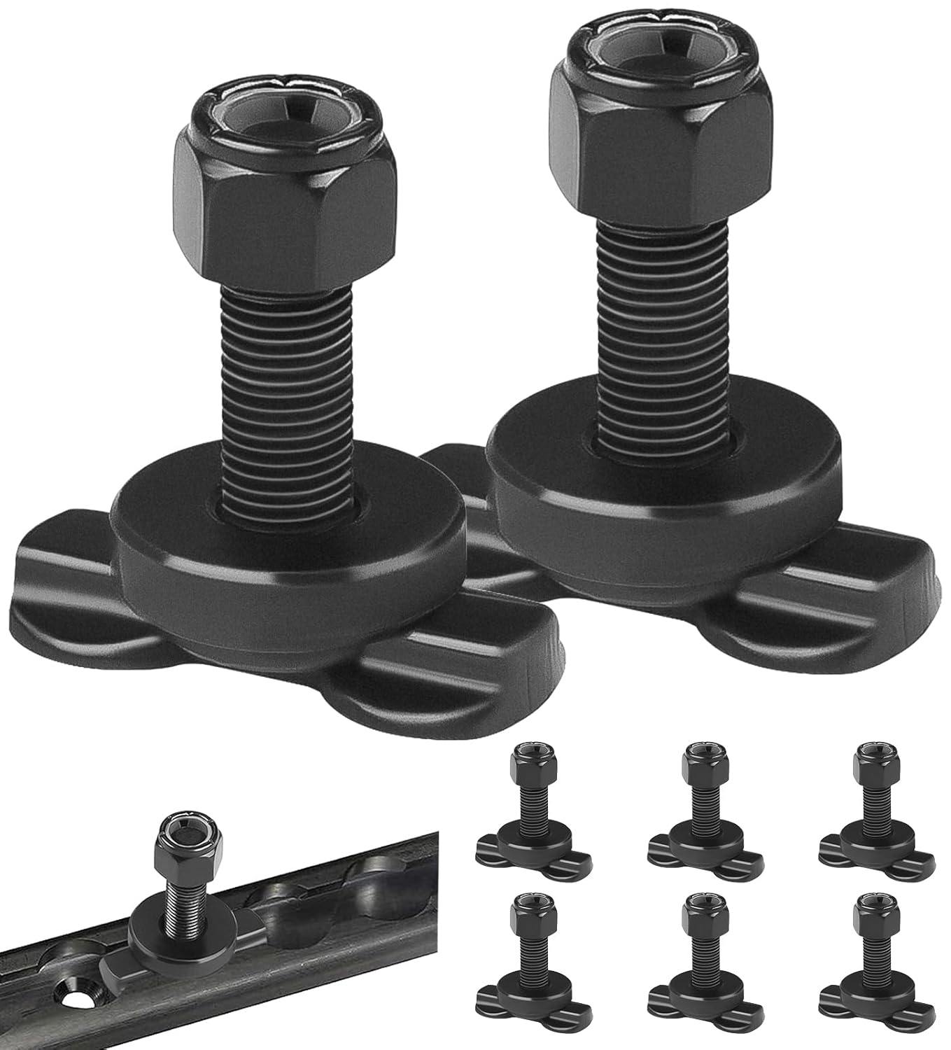 8-Pack L-Track Double Lug Threaded Stud Fitting (Working Load Limit of 1,916 Pounds), Heavy-Duty Bolt Down Anchor Points for Truck Bed, Trailer Cargo, Pickup, RV, ATV Used with L-Track Rails