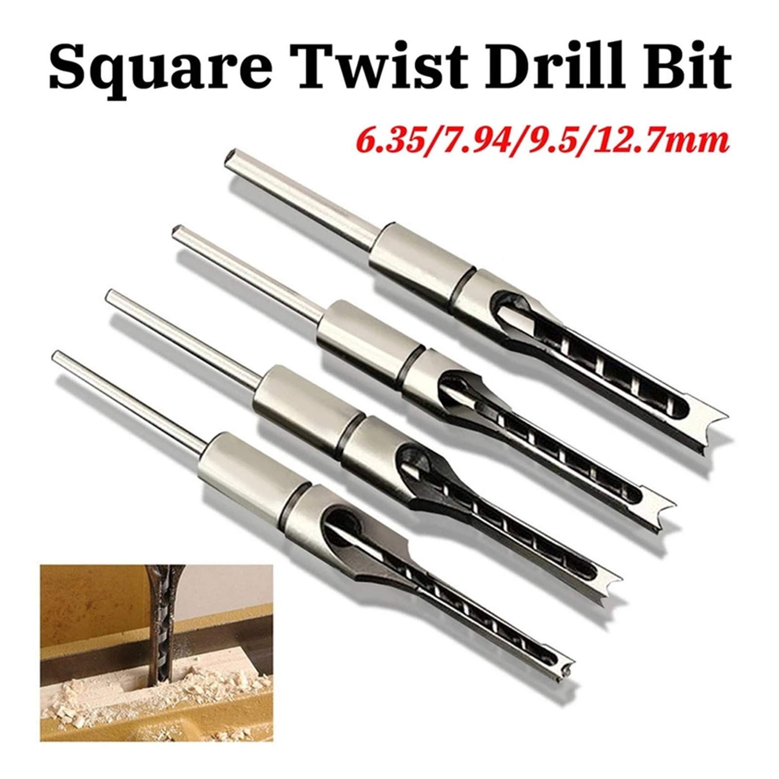 Generic 6.35/7.94/9.5/12.7mm HSS Wiertło Twist Wiertło Wiertło Drewniane Kwadratowe Otwór Ślimak Wiertła Bit Bit Bit Set(Set)