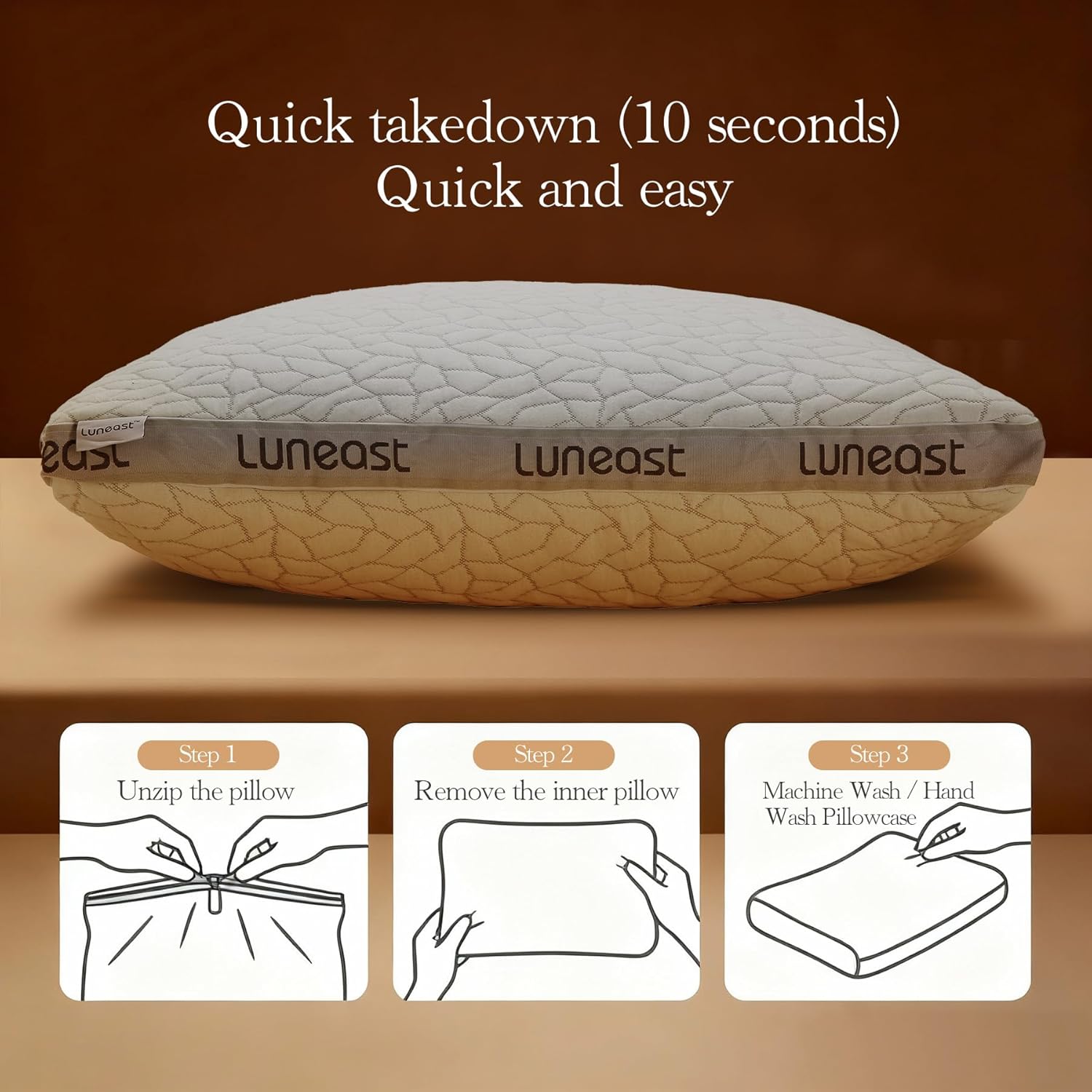 Memory Foam Pillows for Sleeping Adjustable Bamboo Blend Breathable Bed Pillow for Side, Back, and Stomach Sleepers Washable Pillow Cover King Size 17X33IN - Image 7