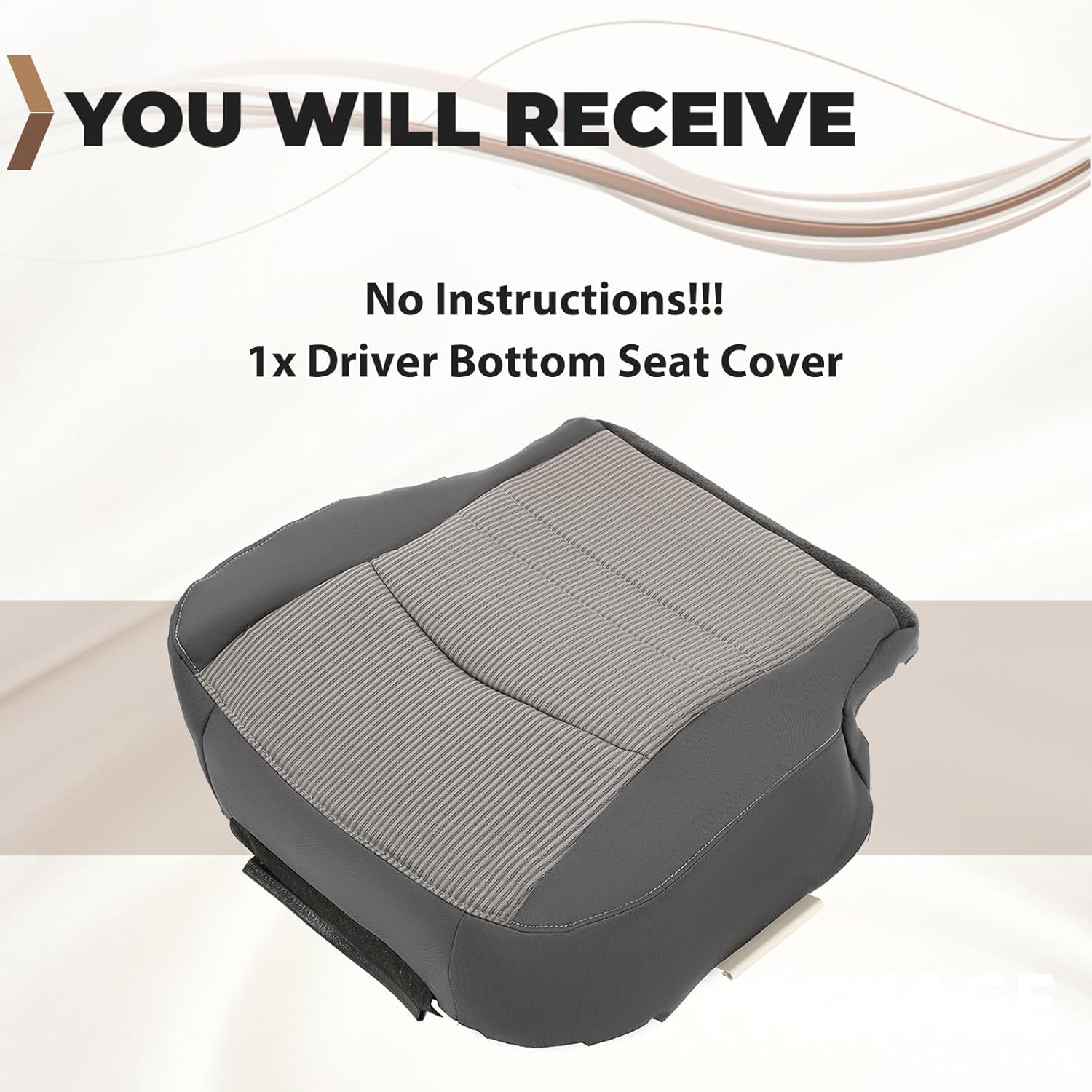 ECOTRIC Driver Side Bottom Cloth Seat Cover Compatible with 2009-2012 Dodge Ram 1500 2500 3500 4500 5500 SLT-LH Side Dark Gray