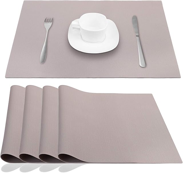 JYKJ Silicone Place Mats Table Placemats, Grey, Extra Large, Non Slip, Heat Resistant, Nonstick Pastry Mats Countertop Worktops Protection, for Dining Table Baby Kid, 45 × 32cm, Set of 4, LG MW