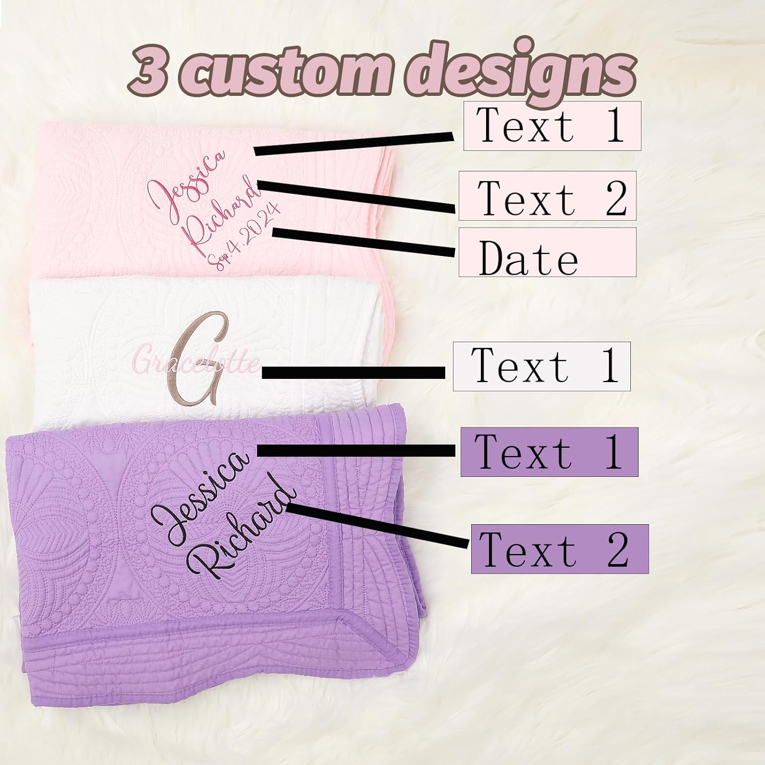 BJZLWJ Personalized Lightweight Blanket Quilt Cotton, Custom Embroidered Embossed Chunky Knit Baby Blanket with Name,40 * 30inch,Handmade Crib Nursery Blankets,Newborn Baby Gifts for Boy/Girl,Birthday