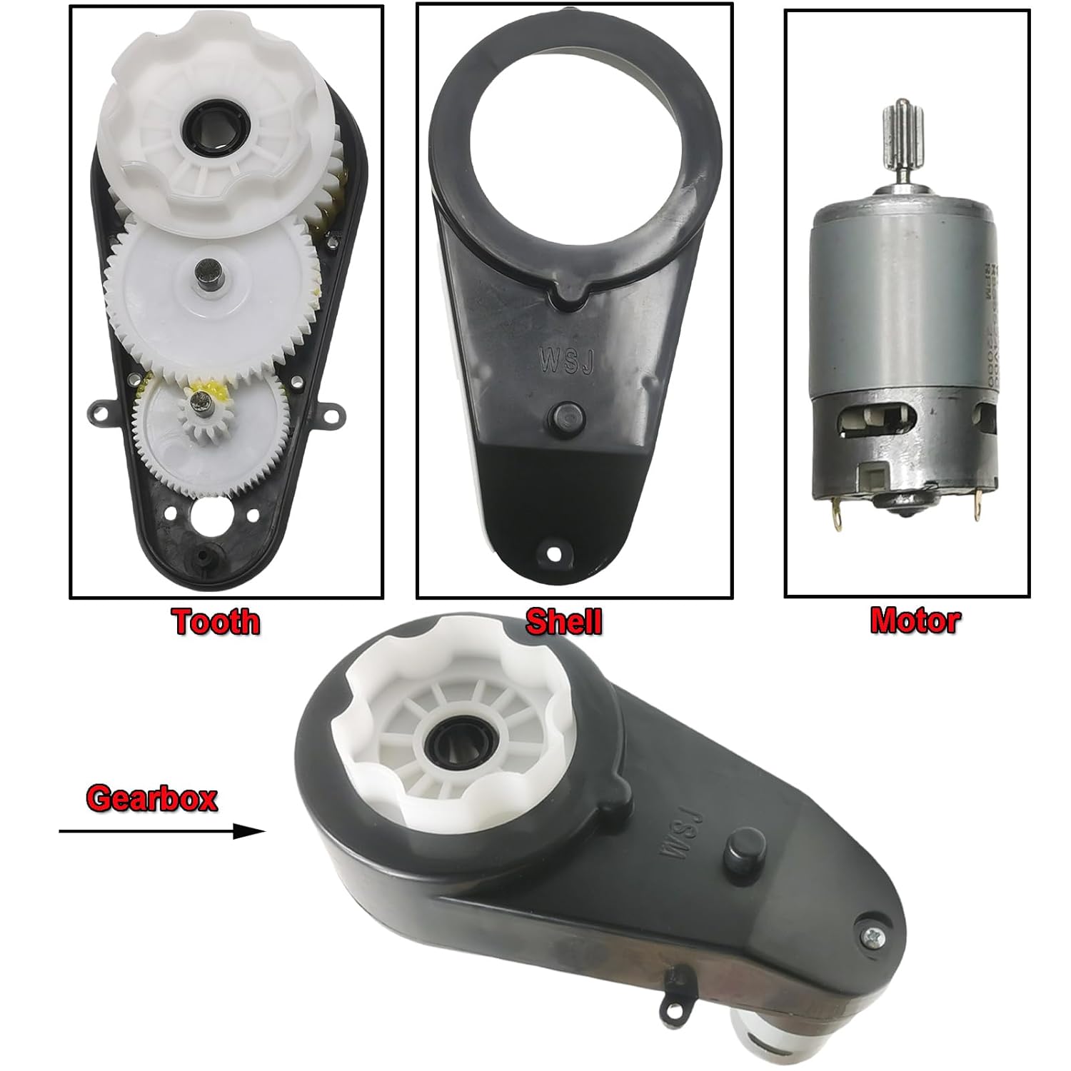 2 Pcs RS555 24V Gearbox for Ride On Toy Cars,Motorcycles Powered Wheels High Speed 555 Drive Engine with Motors (2PCS 555 24V 12000RPM)