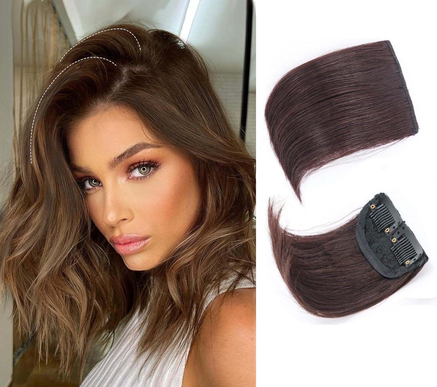 Prime 4 Inch Short Hair Invisible Seamless Mini Volumizer Hair Extension Side Cover Up Patches For Adding Hair Volume For Women and Girls Pack Of 1 (Natural Brown)-image-49