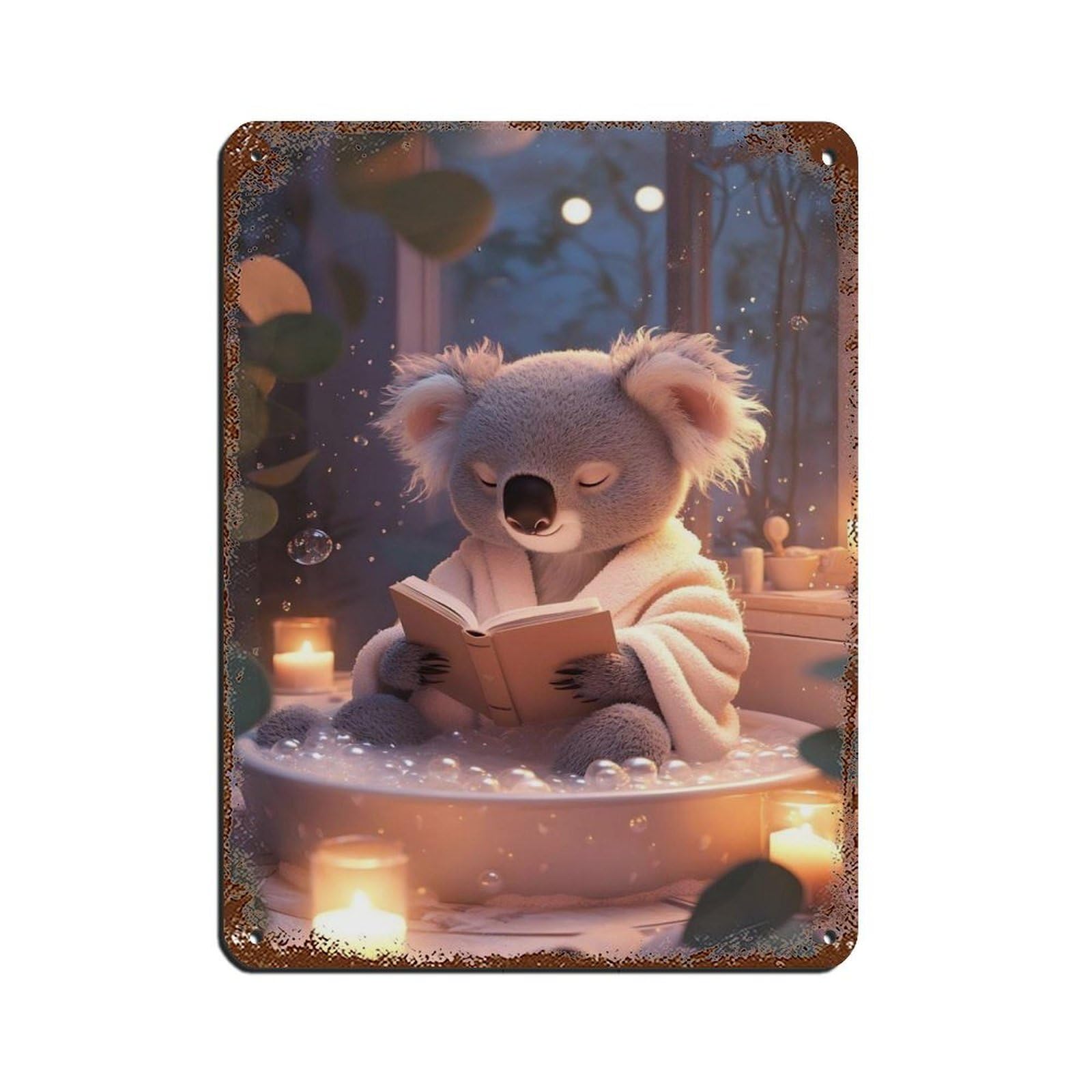 Cute Koala, Relaxing Koala Tin Sign Vintage Metal Pub Club Cafe Bar Home Wall Art Decoration Poster Retro 12x16inch(30x40cm)