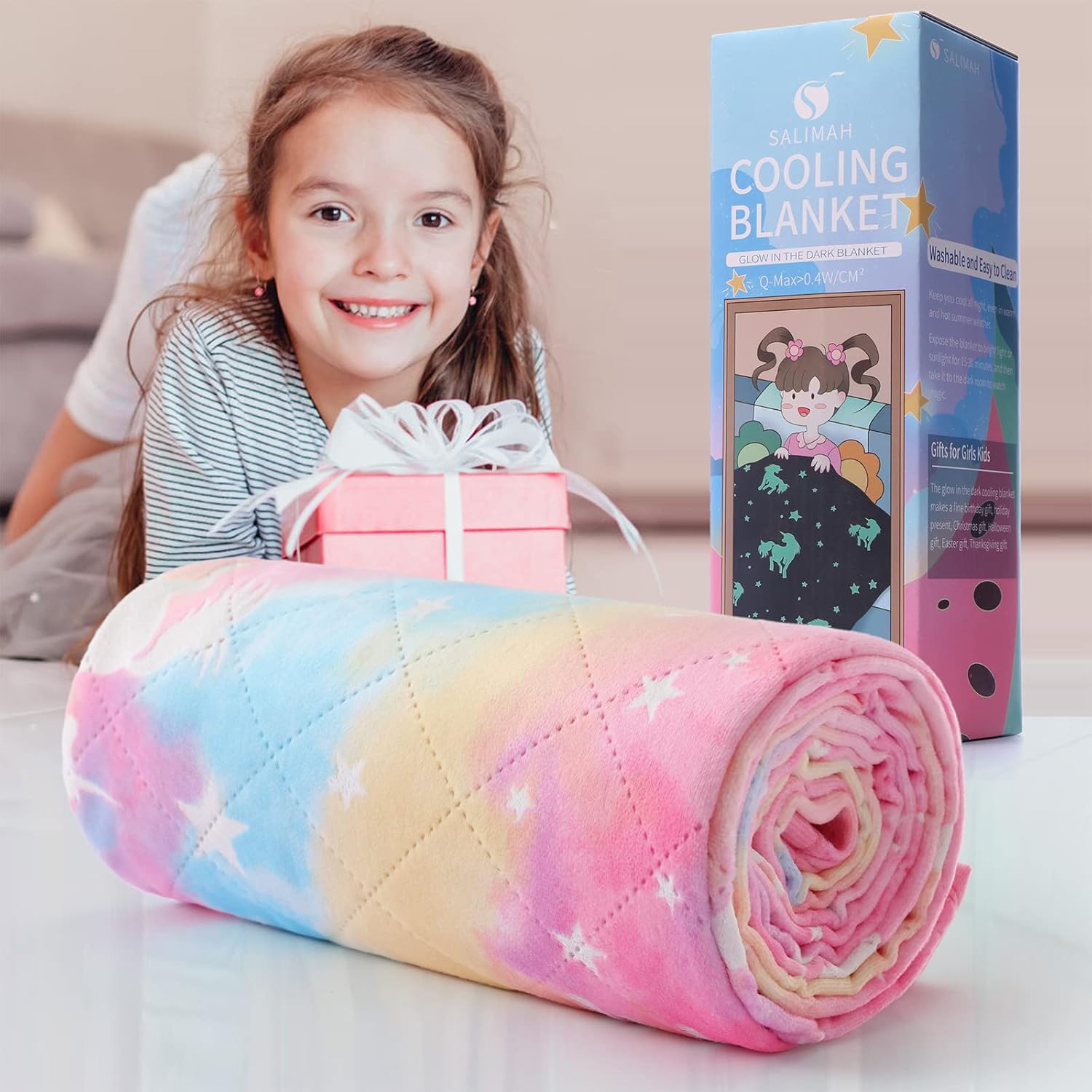 Cooling Blanket for Hot Sleepers,Glow in The Dark Blanket Unicorns Gifts for Girls,Girls Toys for 1-10 Year Old Girl Gifts,Q-Max>0.4 Arc-Chill Cooling Fiber,Soft Blankets for Boy Girl,50x60In - Image 8