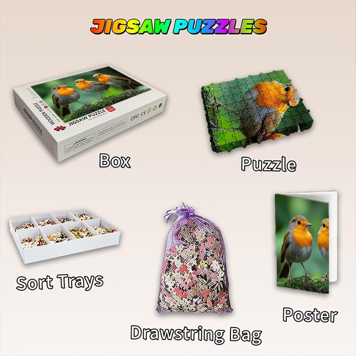 Puzzle 5000 sztuk ptaków, puzzle zwierzęta dla dorosłych, klasyczne puzzle gry edukacyjne do aktywności rodzinnej, najwyższej jakości drewniane puzzle z pudełkiem na prezent dla mężczyzny, prezent dla