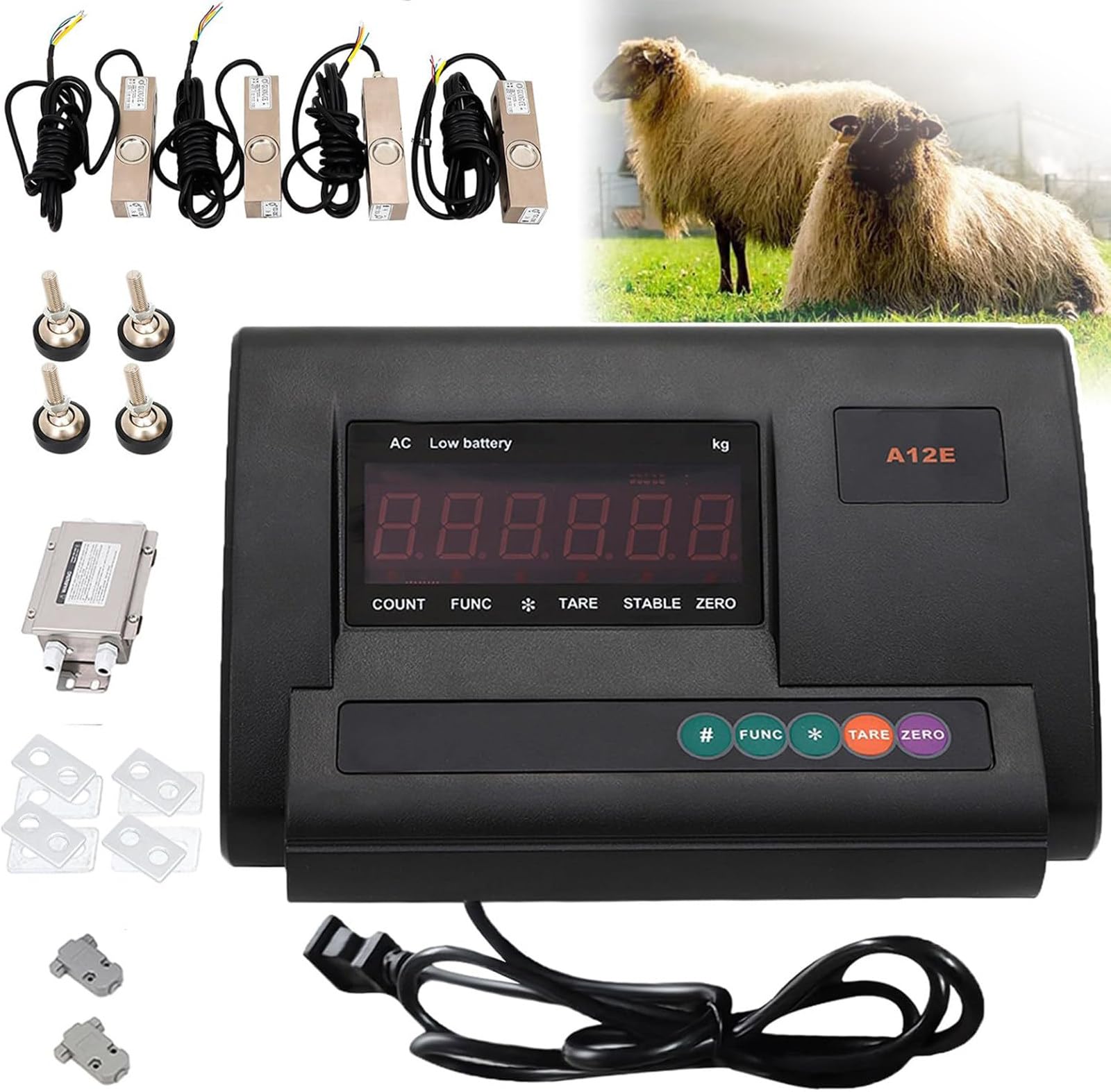 Kit de Balance pour bétail Industriel, avec 4 cellules de Pesage, kit de Balance au Sol, kit de Balance pour Animaux, pour Balance pour porcs, chèvres, Moutons, allées