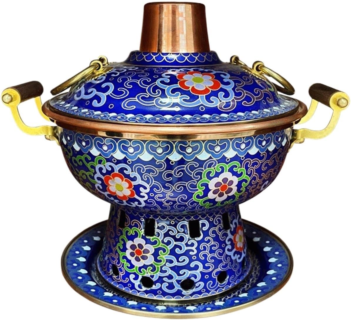 Olla de Cobre para Fondue China Exterior Hogareña (Azul)