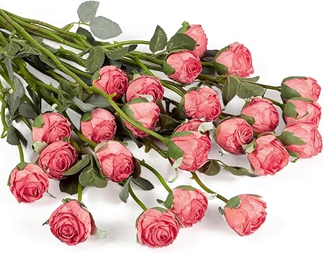Amazon.com: DuHouse 24pcs Artificial Vintage Roses Silk Mini Rose with ...