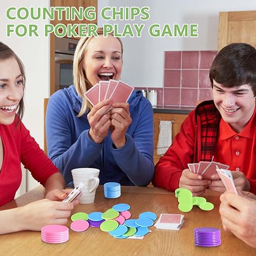 Miniatura 6 de 100 fichas de póquer de 1.45 pulgadas con caja de almacenamiento para niños, conteo de matemáticas, juego de cartas