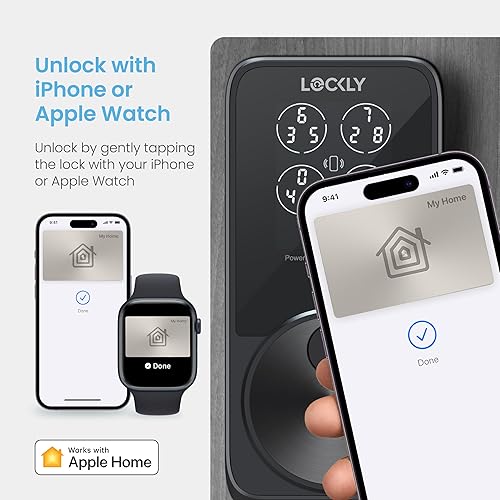 Miniatura 4 de Lockly PIN Genie Pro Zeno Series Smart Lock, cerradura de puerta de entrada sin llave con llave Apple Home, cerradura de cerrojo de teclado Wi-Fi
