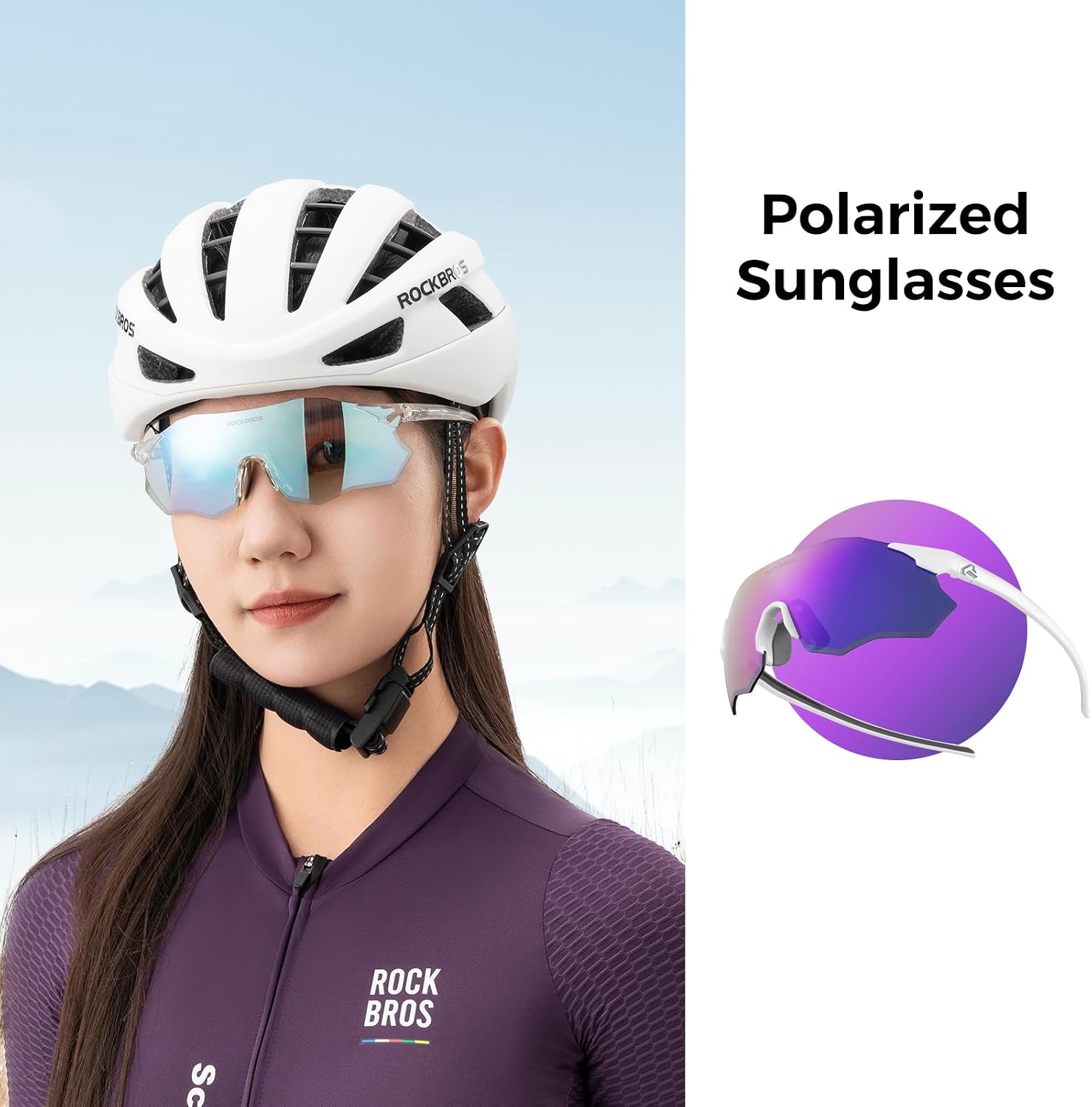 ROCKBROS Sports Glasses for Women Men Wrap Around UV400 Protection for Cycling Fishing
