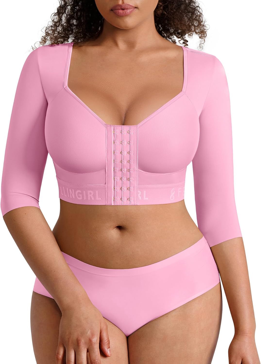 FeelinGirl Arm Compression Sleeve Women Upper Arm Shaper Post Surgery Front Closure Shapewear Bra