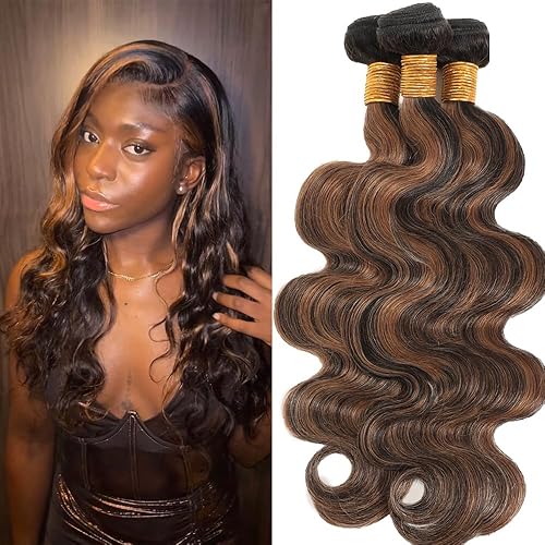 Dokksiiia 26 28 30 Inch P1B/30 Human Hair Bundles Highlight #1B and #30 Piano Co