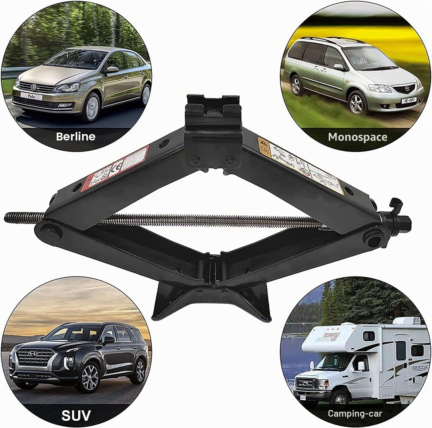 Max 3T Cric de Voiture avec manivelle Cric de Chariot de manœuvre pour Voiture/SUV/MPV Max 3T