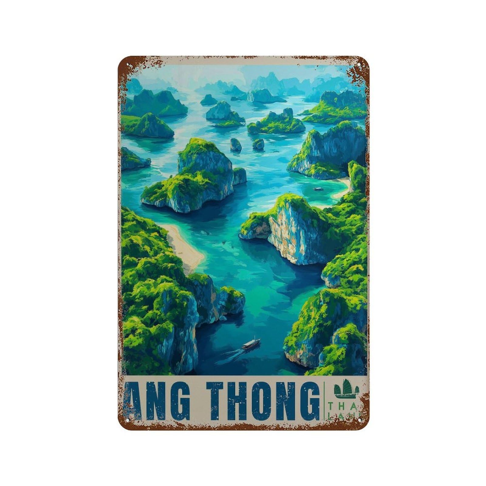 xiaoxiaoshen Ang Thong Thailand – Tropical Island Wall Decor Art Metal Tin Poster Modern Home Decor Art Home Bar Shop Decorations Vintage Sign 30x20cm