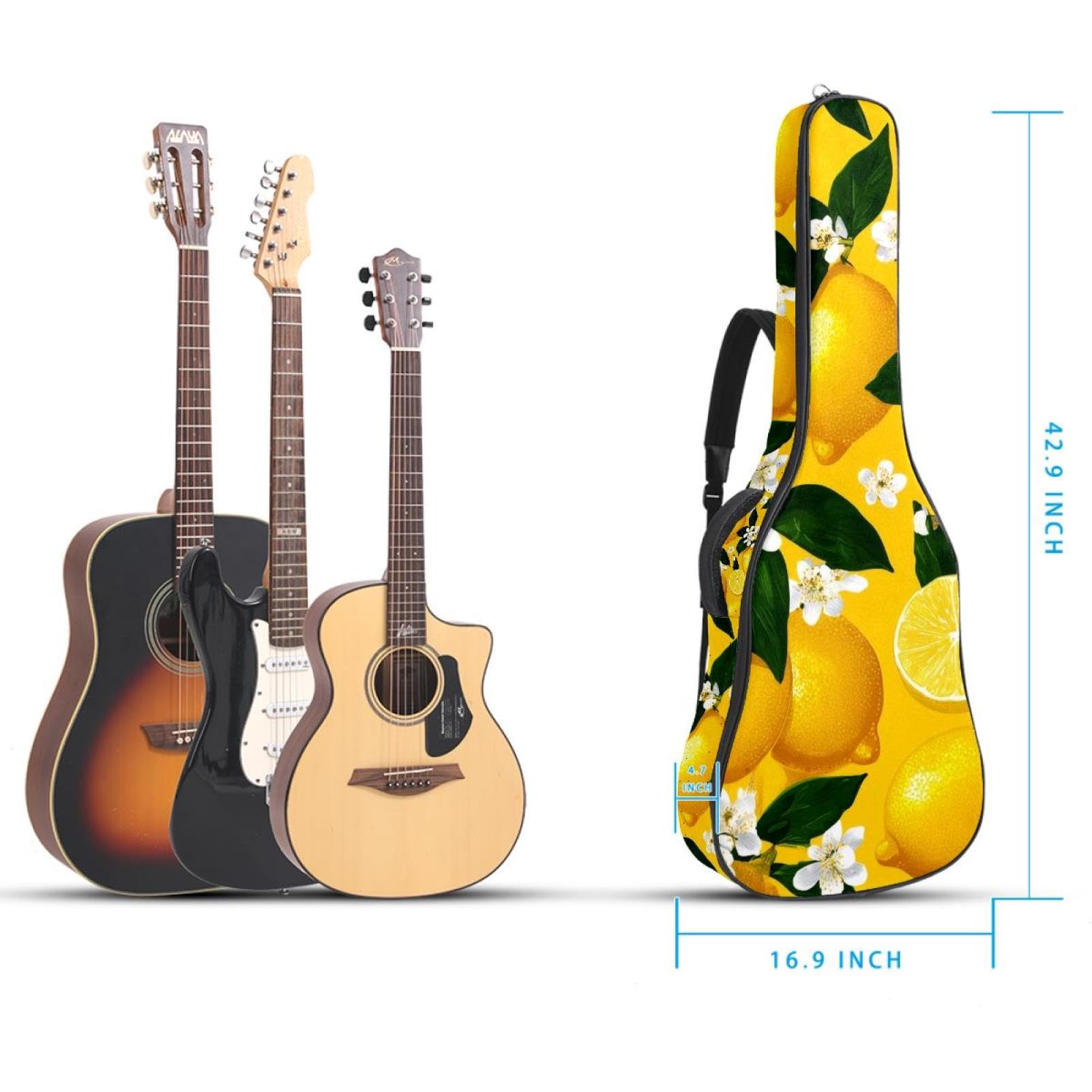 Tasche für Akustikgitarre in voller Größe, 1 cm dicke Polsterung, wasserdicht, 101,6 cm, 104,7 cm, 106,7 cm, nahtlose Halloween-Bonbons, Mehrfarbig 10, 42.9x16.9x4.7 in, Lässiger Tagesrucksack