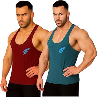 3Colors Men's Gym Vest | Sleeveless Tank Top for Workout, Bodybuilding & Sports | Y-Back Stringer Athletic Fit Racerback -... Price In India