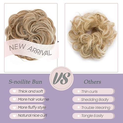 Miniatura 4 de S-noilite 2 Ways - Extensiones de cabello con moño desordenado para mujer, rizado, ondulado, moño despeinado, extensión de cabello para cola de