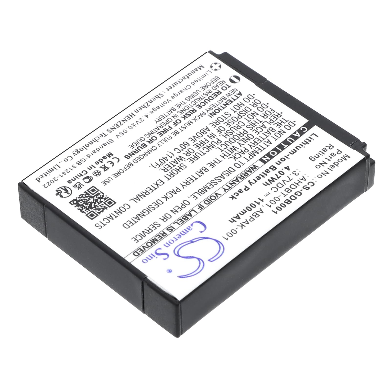 Batteria per GoPro HD Hero 2, 3.7V, 1100mAh, Li-ion