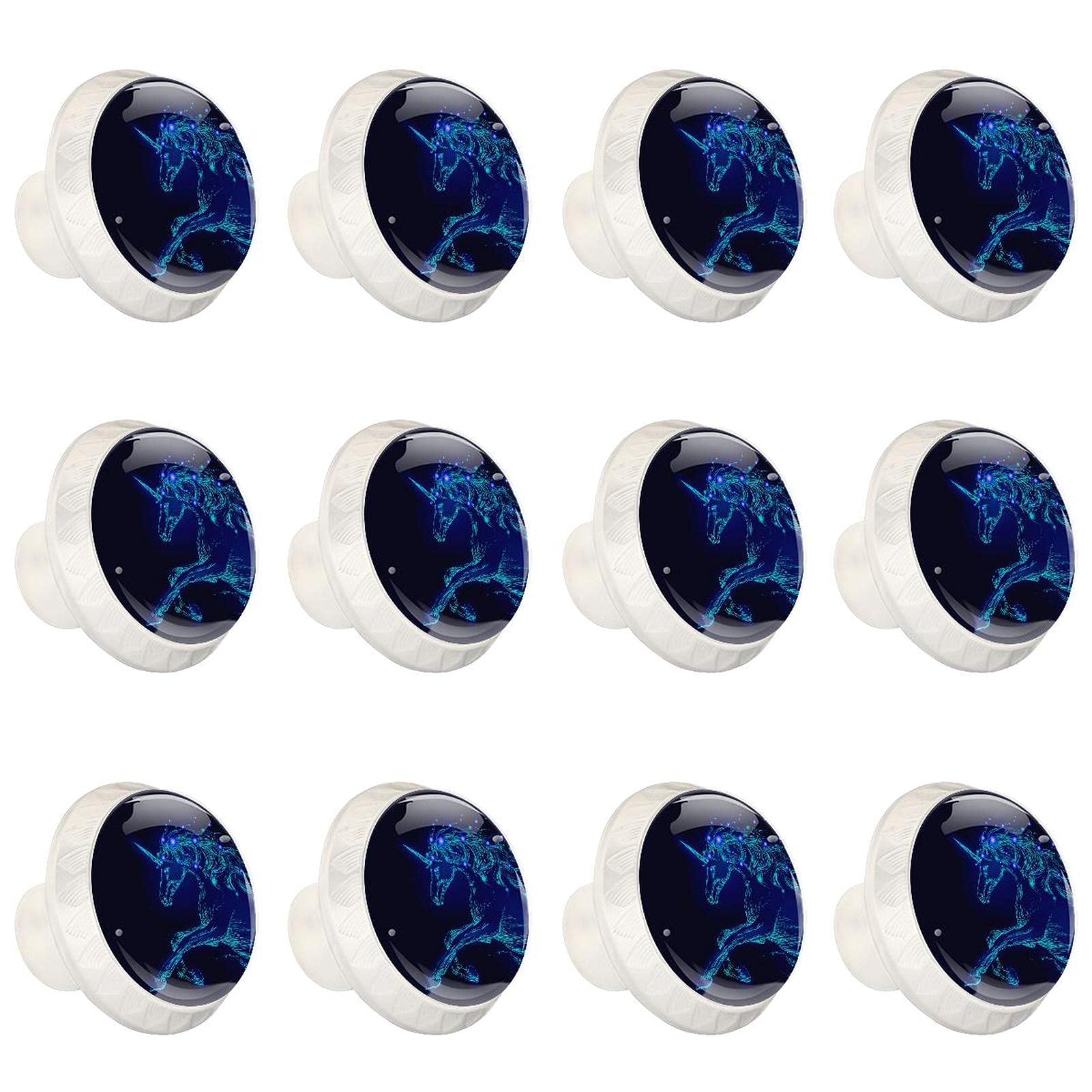 Boutons de cuisine ronds motif ciel étoilé et licorne poignée décorative x12
