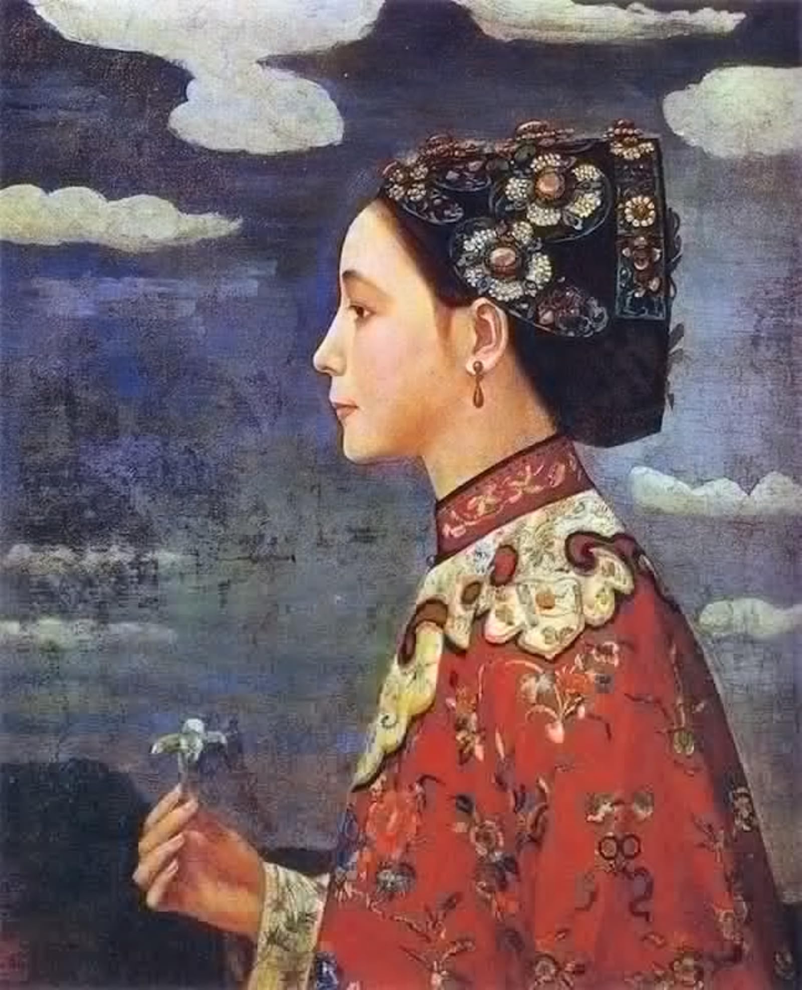 Tableaux portrait l'Orchidée Fujishima Takeji déco chambre murale vide