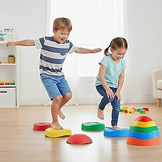 Special Supplies Stepping Stones for Kids, 5 Balance Indoor and Outdoor Blocks Promote Coordination,