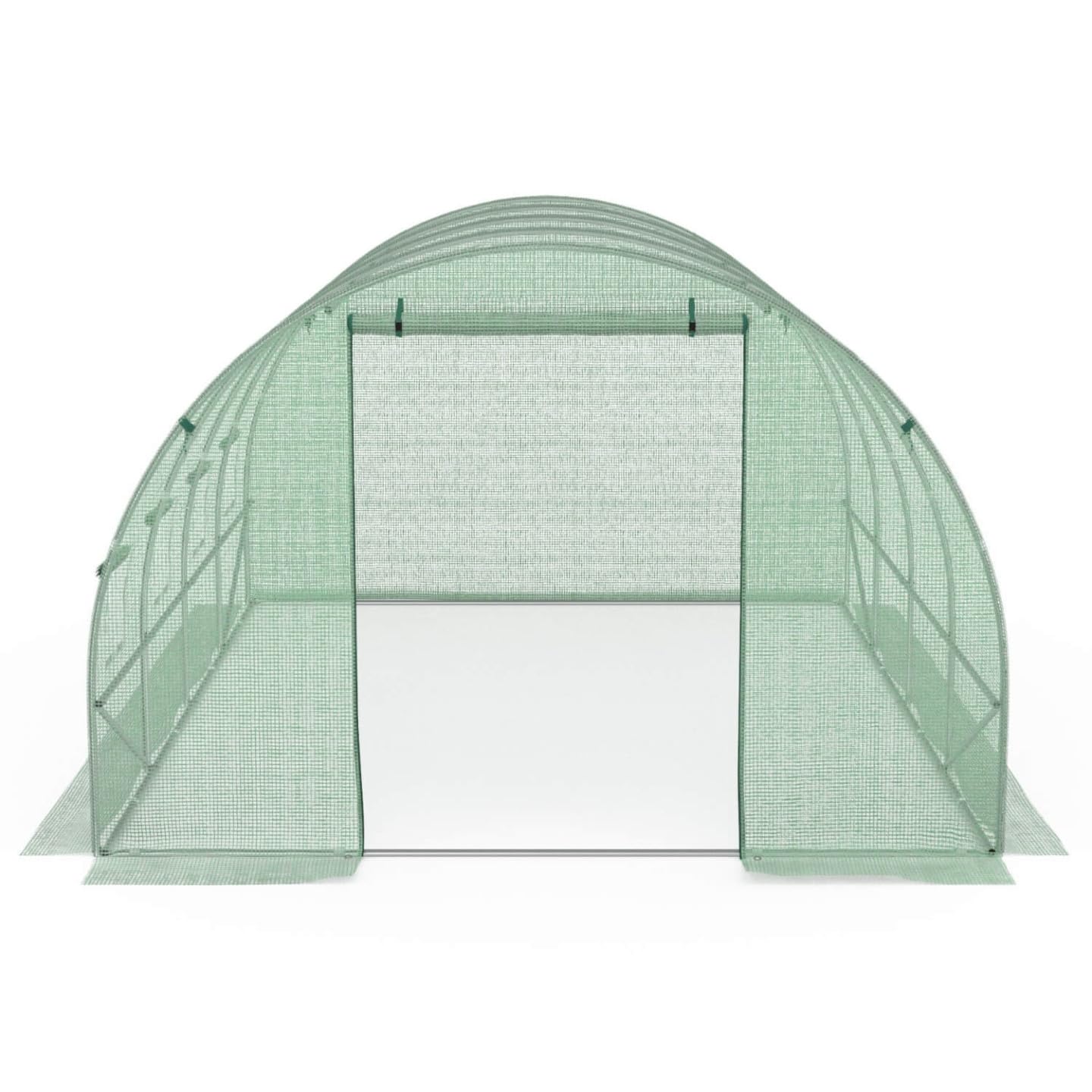 IDMarket - Serra da giardino a tunnel da 12 m², 4 x 3 x 2 m, in acciaio zincato + telo anti-UV con porta e finestre ZEBRA verde
