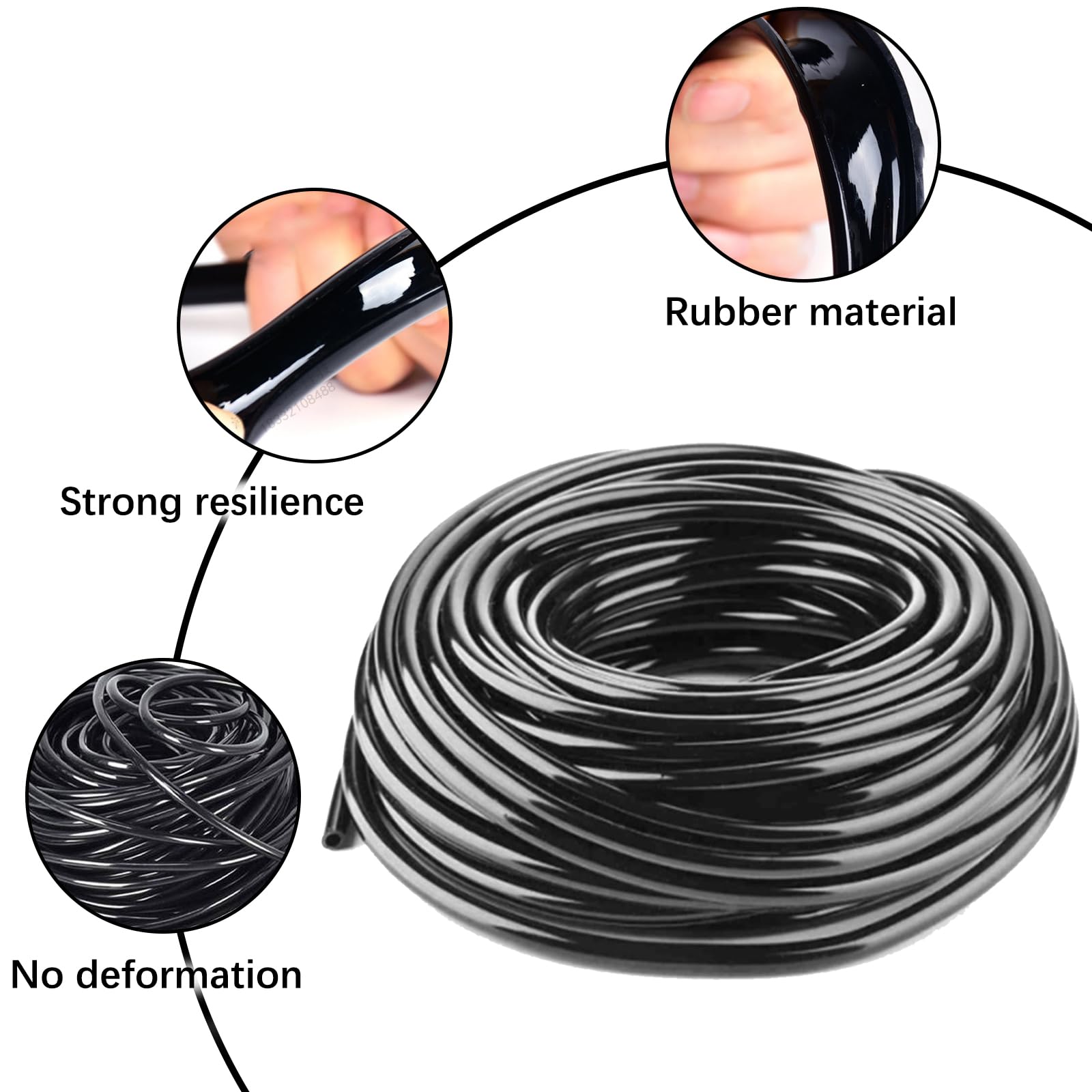 Manguera de Riego por Goteo de 30 M, Tubo de Riego por Goteo de 1/4 Pulgadas, Goteo Rollo Negro, para Agricultura y Jardines Particulares