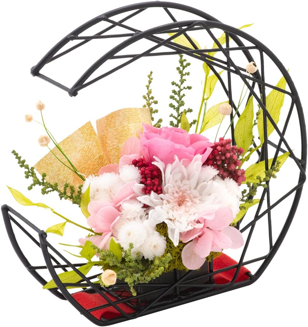 花 プリザーブドフラワー 和風 アレンジメント 敬老の日 母の日 誕生日 プレゼント 百寿 長寿 お祝い 結月 (ピンク) [FUN