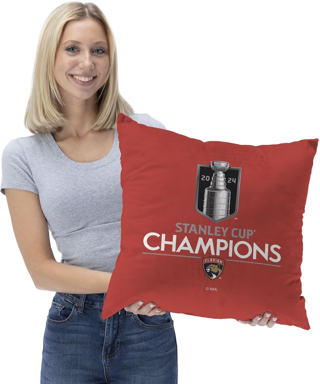 NORTHWEST NHL Florida Panthers Stanley Cup Champions 2024 Pillow, 18" x 18", Real Deal