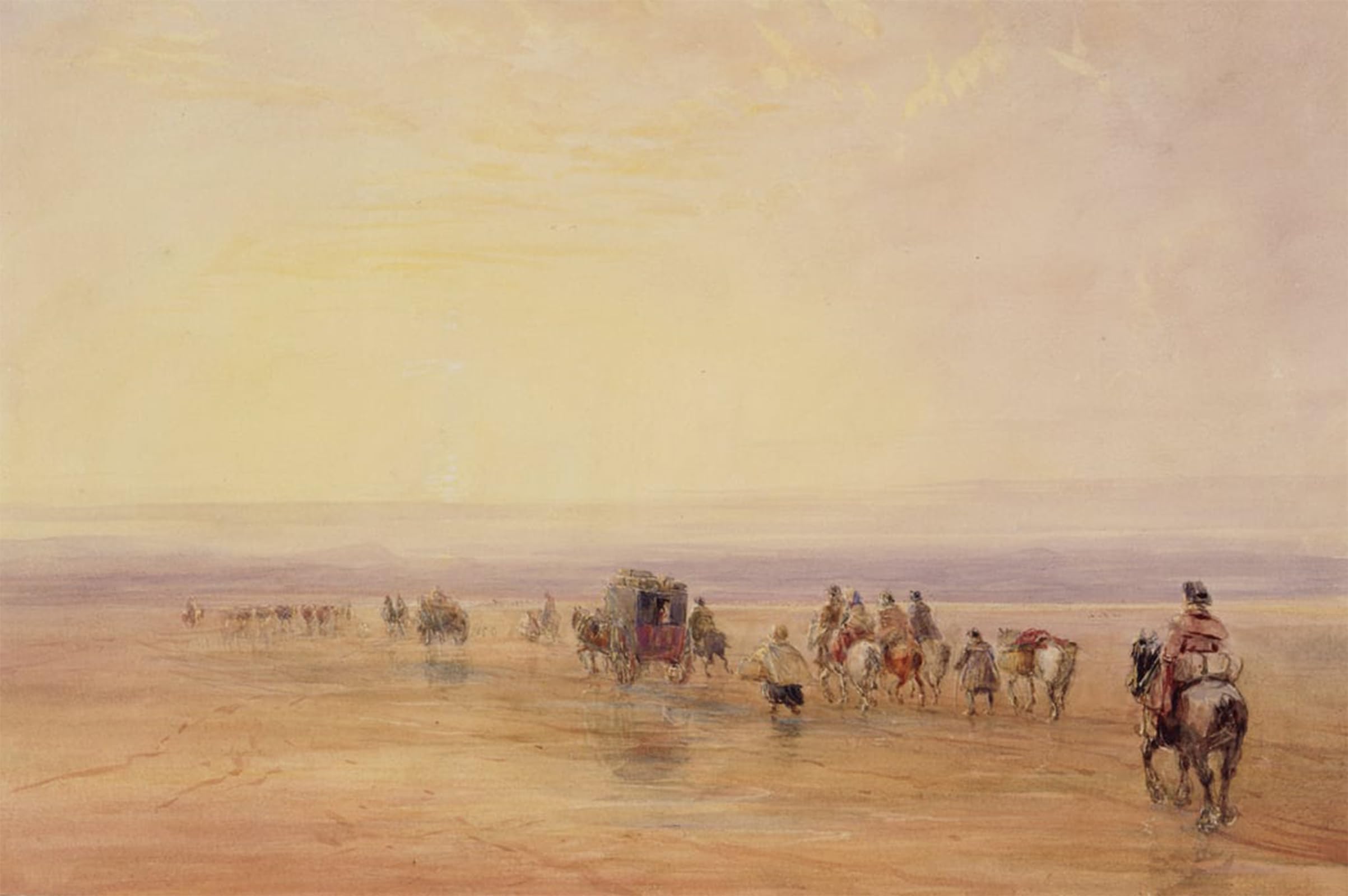 POSTERIIk Famous Animal Posters Vintage Picture on Lancaster Sands Sunset by David Cox Modern Wall Decor for Home Decor 60x90cm
