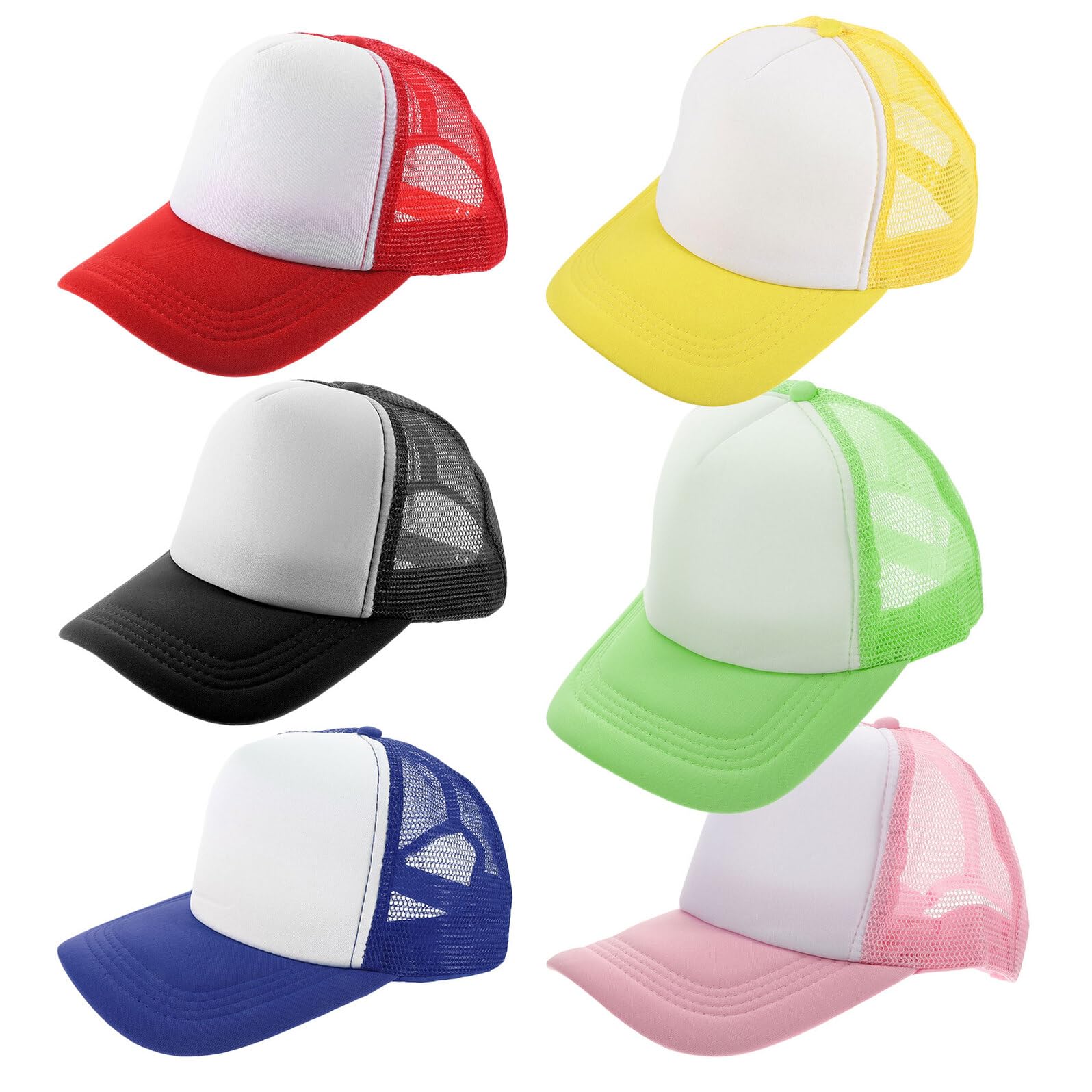 LIFKOME Cappello da Baseball in Rete per Sublimazione, 6 Pezzi | Poliestere, Design Bianco, Regolazione Adattabile, per Progetti Fai da Te e Personalizzazione di Gruppo