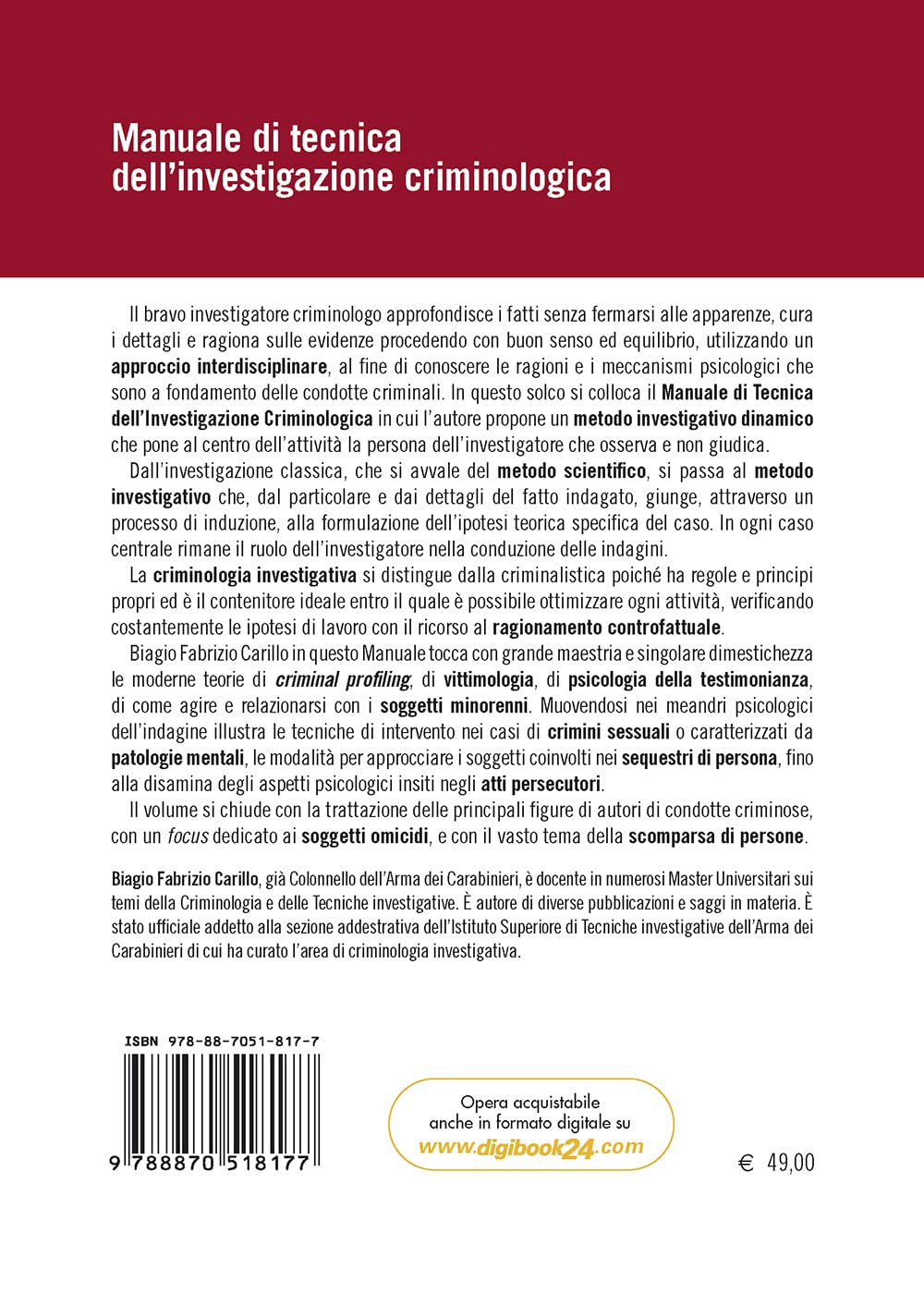 Manuale di tecnica dell’investigazione criminologica