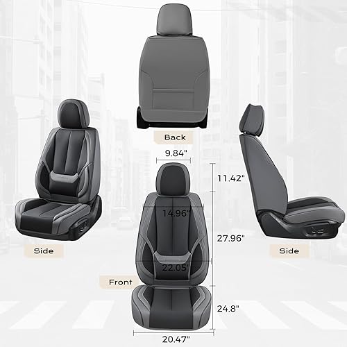 Miniatura 397 de Coverado - Fundas para asientos delanteros de automóvil, 2 piezas - Cojín de piel Nappa, protectores impermeables de ajuste universal para sedanes