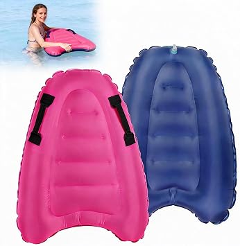 Inflatable Floating Boogie Board with Handles, Lightweight Portable Surf Mat for Adults, Safe Float Device for Swimming, Pool and Seaside Beach Summer Water Activity