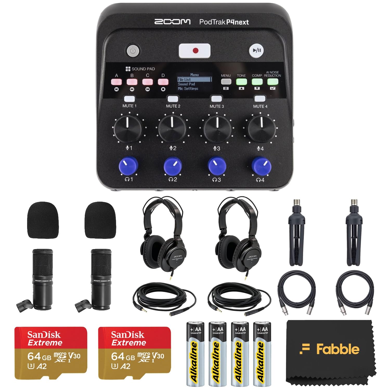 Amazon.com: Zoom PodTrak P4next Podcast Recorder Bundle with 2x