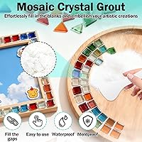 Vista 2 de Lechada de mosaico de 9 onzas, kit de lechada de mosaico con purpurina, arena de cristal transparente, fórmula impermeable, fácil de aplicar