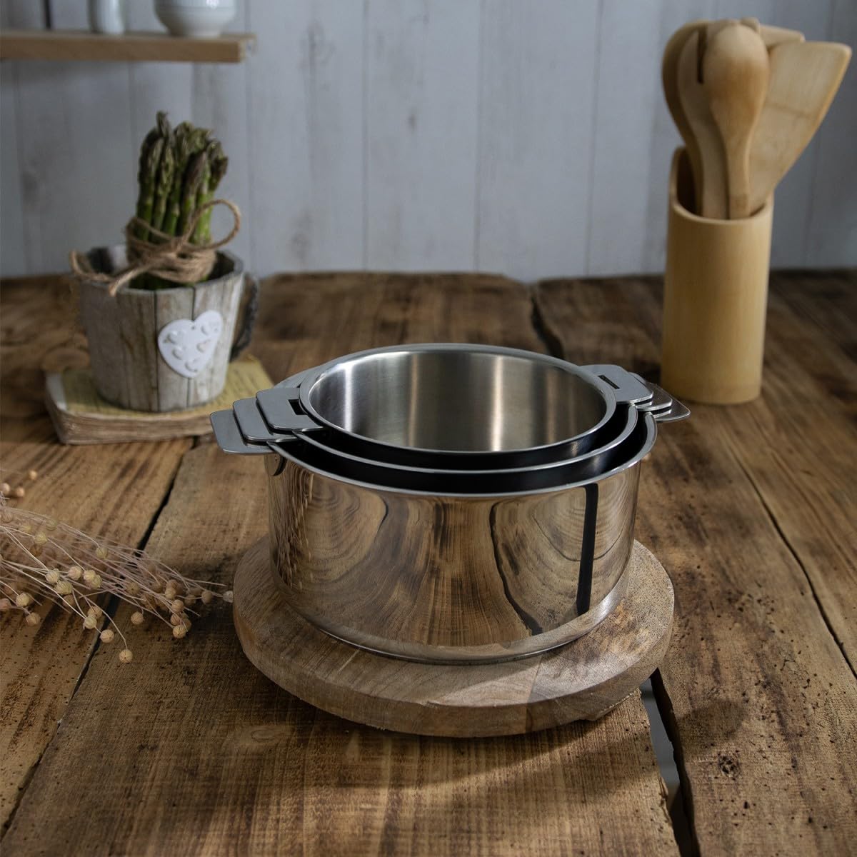 Cristel S3CZ Série de 3 Casseroles Mutine + 1 Poignée Amovible INOX Zenith