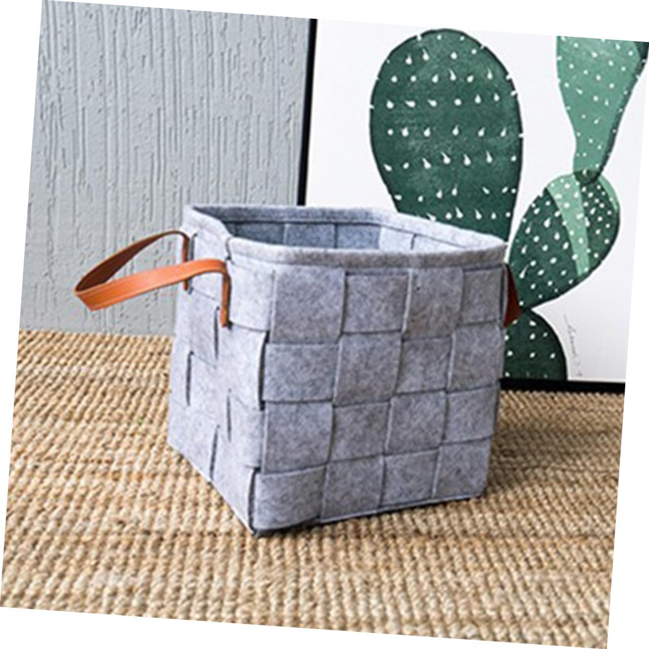 Handmade Foldable Felt Laundry Hamper Bin Large Capacity with Handles Portable Storage Basket for Dirty Clothes Nursery Bedroom Laundry Light Grey