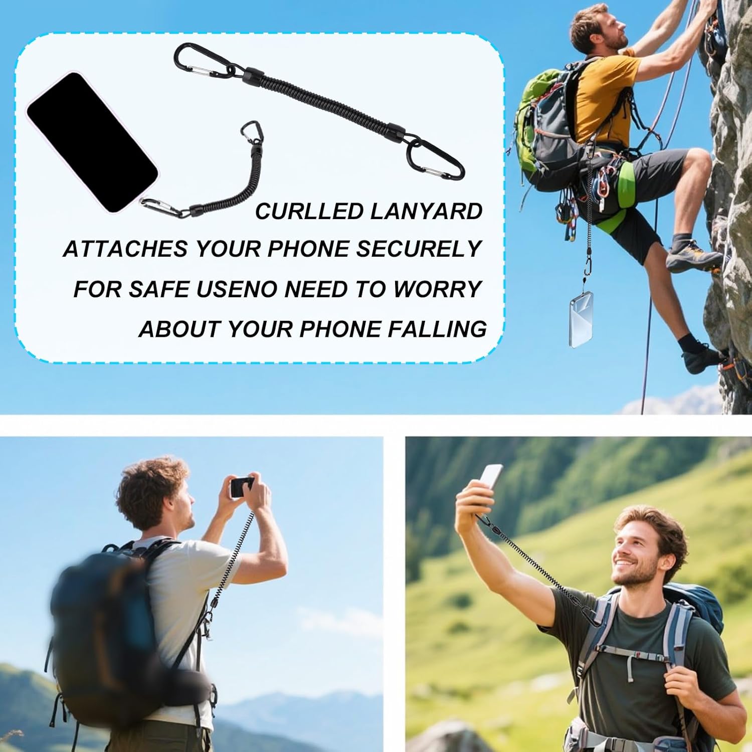 Magnetic Belt Clip for Phone, Backpack Strap Magnet Clip Phone Belt Mount Holder with Safety Strap for Climbing Running Traveling Outdoor Activities Accessories - Image 7