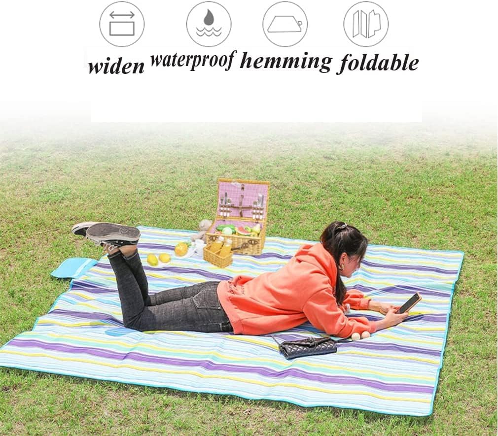Picnic Blanket ，Outdoor Blanket，Multi-purpose padPicnic Blanket Waterproof 39*59in/59*78in/78*78in Foldable Outdoor Beach Blanket With Carrying Handle Machine Washable Portable Picnic Mat for Park, Hi
